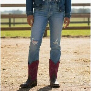 Ariat Womens Size 6 Pink Crossroads Mid Calf Western Boots Square Toe Cross